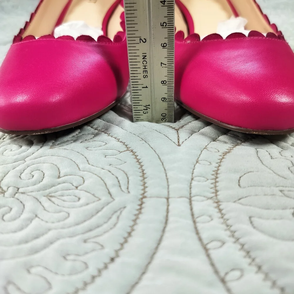 Nine West‎ Hot Pink Finnley Scallop Leather Pumps Womens Size 7.5